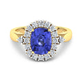 2.02 Ct Cushion Violet Tanzanite & Lab Grown Diamond Prong 14K Gold Halo Ring by Fine Color Jewels