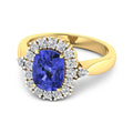 2.02 Ct Cushion Violet Tanzanite & Lab Grown Diamond Prong 14K Gold Halo Ring by Fine Color Jewels