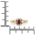 2.02 Ct Genuine Cushion Cut Brown Diamond 18K Yellow Gold Pave Split Shank Ring by Fine Color Jewels