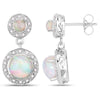 2.02 Ct Round White Ethiopian Opal & Diamond Prong Silver Halo Dangle Earrings