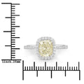 2.05 Ct Cushion Cut Genuine Yellow Diamond 18K White Gold Pave Ring by Fine Color Jewels