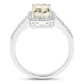 2.05 Ct Cushion Cut Genuine Yellow Diamond 18K White Gold Pave Ring by Fine Color Jewels