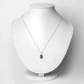 2.05 Ct Genuine Cushion Ceylon Blue Sapphire and Diamond 18K White Gold Slide Pendant by Fine Color Jewels