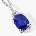 2.05 Ct Genuine Cushion Ceylon Blue Sapphire and Diamond 18K White Gold Slide Pendant by Fine Color Jewels