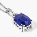 2.05 Ct Genuine Cushion Ceylon Blue Sapphire and Diamond 18K White Gold Slide Pendant by Fine Color Jewels