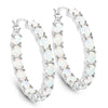 2.05 Ct Oval White Opal Prong Sterling Silver Tennis Hoop Clip-On Earrings