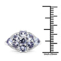 2.07 Ct Round Violet Tanzanite Prong Silver Cluster Ring by Fine Color Jewels