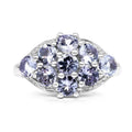 2.07 Ct Round Violet Tanzanite Prong Silver Cluster Ring by Fine Color Jewels