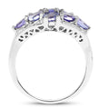 2.07 Ct Round Violet Tanzanite Prong Silver Cluster Ring by Fine Color Jewels