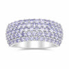 2.07 Ct Round Violet Tanzanite Prong Silver Pave Multi-Row Band Cluster Ring