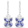 2.08 Ct Violet Tanzanite Prong Silver Butterfly Leverback Earrings