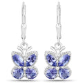 2.08 Ct Violet Tanzanite Prong Silver Butterfly Leverback Earrings by Fine Color Jewels