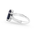 2.10 Ct Marquise Blue Sapphire & Lab Grown Diamond Prong 10K Gold Pave Bridge Ring by Fine Color Jewels