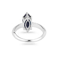 2.10 Ct Marquise Blue Sapphire & Lab Grown Diamond Prong 10K Gold Pave Bridge Ring by Fine Color Jewels