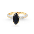 2.10 Ct Marquise Blue Sapphire & Lab Grown Diamond Prong 10K Gold Pave Bridge Ring by Fine Color Jewels