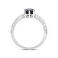 2.10 Ct Marquise Blue Sapphire & Lab Grown Diamond Prong 10K Gold Pave Bridge Ring by Fine Color Jewels