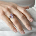 2.10 Ct Marquise Purple Amethyst and White Topaz Prong Silver Floral Ring by Fine Color Jewels