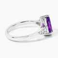 2.10 Ct Pear Purple Amethyst and Lab Diamond Prong Silver Cocktail Ring by Fine Color Jewels