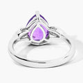 2.10 Ct Pear Purple Amethyst and Lab Diamond Prong Silver Cocktail Ring by Fine Color Jewels