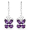 2.12 Ct Purple Amethyst Prong Silver Butterfly Leverback Earrings