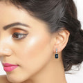 2.14 Ct Octagon London Blue Topaz & Lab Diamond Prong Silver Dangle Earrings by Fine Color Jewels