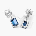 2.14 Ct Octagon London Blue Topaz & Lab Diamond Prong Silver Dangle Earrings by Fine Color Jewels