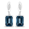 2.14 Ct Octagon London Blue Topaz & Lab Diamond Prong Silver Dangle Earrings