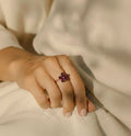 2.15 Ct Pear Red Garnet Prong Silver Flower Ring by Fine Color Jewels