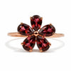 2.15 Ct Pear Red Garnet Prong Silver Flower Ring
