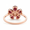 2.15 Ct Pear Red Garnet Prong Silver Flower Ring by Fine Color Jewels