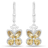 2.16 Ct Yellow Citrine Prong Silver Butterfly Leverback Earrings
