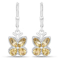 2.16 Ct Yellow Citrine Prong Silver Butterfly Leverback Earrings by Fine Color Jewels