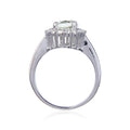 2.17 Ct Oval Green Amethyst and White Sapphire Prong Silver Halo Statement Ring by Fine Color Jewels