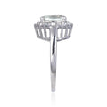 2.17 Ct Oval Green Amethyst and White Sapphire Prong Silver Halo Statement Ring by Fine Color Jewels