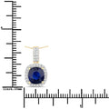 2.18 Ct Genuine Cushion Ceylon Blue Sapphire and Diamond 18K Yellow Gold Halo Pendant by Fine Color Jewels