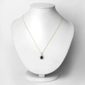 2.18 Ct Genuine Cushion Ceylon Blue Sapphire and Diamond 18K Yellow Gold Halo Pendant by Fine Color Jewels