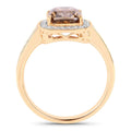 2.19 Ct Genuine Brown Diamond 18K Yellow Gold Halo Pave Cushion Ring by Fine Color Jewels