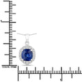 2.19 Ct Genuine Cushion Ceylon Blue Sapphire and Diamond 18K White Gold Halo Pendant by Fine Color Jewels
