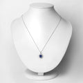 2.19 Ct Genuine Cushion Ceylon Blue Sapphire and Diamond 18K White Gold Halo Pendant by Fine Color Jewels