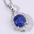 2.19 Ct Genuine Cushion Ceylon Blue Sapphire and Diamond 18K White Gold Halo Pendant by Fine Color Jewels