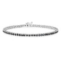 2.19 Ct Round Black Diamond Prong Sterling Silver Inline Tennis Bracelet by Fine Color Jewels