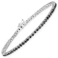2.19 Ct Round Black Diamond Prong Sterling Silver Inline Tennis Bracelet by Fine Color Jewels