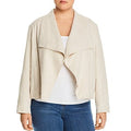 Bagatelle Womens Plus Wide Lapel Drape Front Linen Jacket Blazer by Vanessa Jane