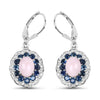 2.20 Ct Oval Pink Ethiopian Opal Prong Silver Floral Dangle Earrings