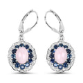 2.20 Ct Oval Pink Ethiopian Opal Prong Silver Floral Dangle Earrings by Fine Color Jewels