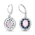 2.20 Ct Oval Pink Ethiopian Opal Prong Silver Floral Dangle Earrings by Fine Color Jewels