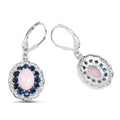 2.20 Ct Oval Pink Ethiopian Opal Prong Silver Floral Dangle Earrings by Fine Color Jewels