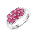 2.20 Ct Oval Pink Ruby Prong Silver Cluster Ring by Fine Color Jewels