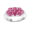 2.20 Ct Oval Pink Ruby Prong Silver Cluster Ring