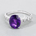 2.20 Ct Oval Purple Amethyst and Lab Diamond Prong Silver Bridge Ring by Fine Color Jewels